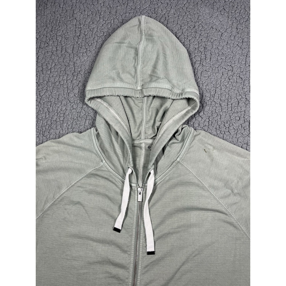 Athleta Womens Medium Green Full Zip Hoodie Cotton Blend Raglan Sleeve Jacket - Picture 2 of 10